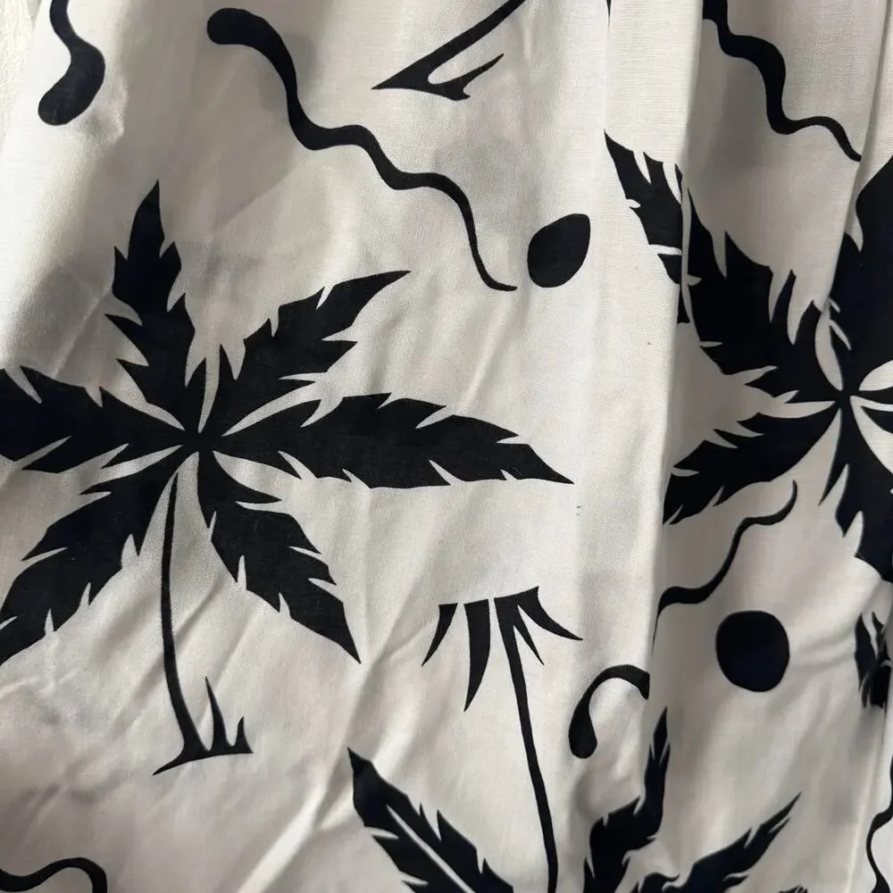 Basque Waist Vintage Floral By Krush black white skirt cruise tropical palm tree